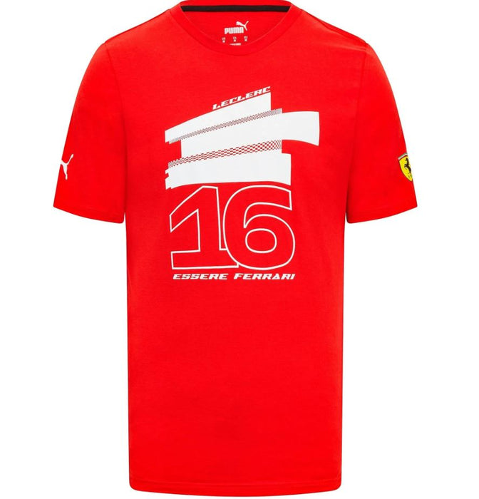 Scuderia Ferrari F1 Puma Men's Charles Leclerc #16 Driver T-Shirt-White/Red