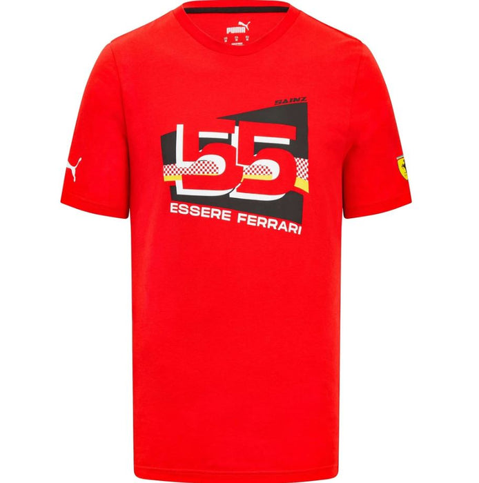 Scuderia Ferrari F1 Puma Men's Carlos Sainz #55 Driver T-Shirt-Black/Red