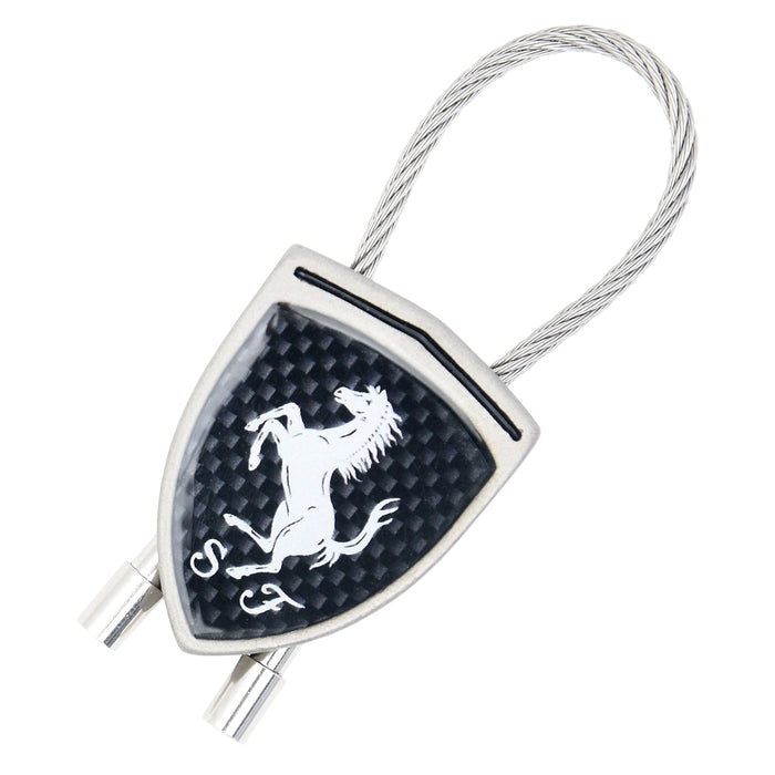 Carbon Fiber and Wire Shield Keychain
