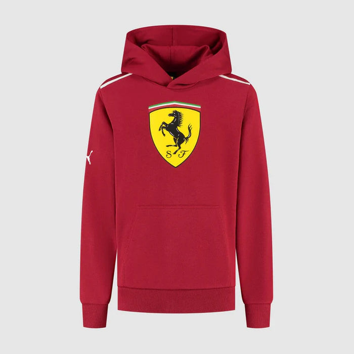 Scuderia Ferrari F1 Kids Large Shield Hoodie – Youth Dark Cherry/Black