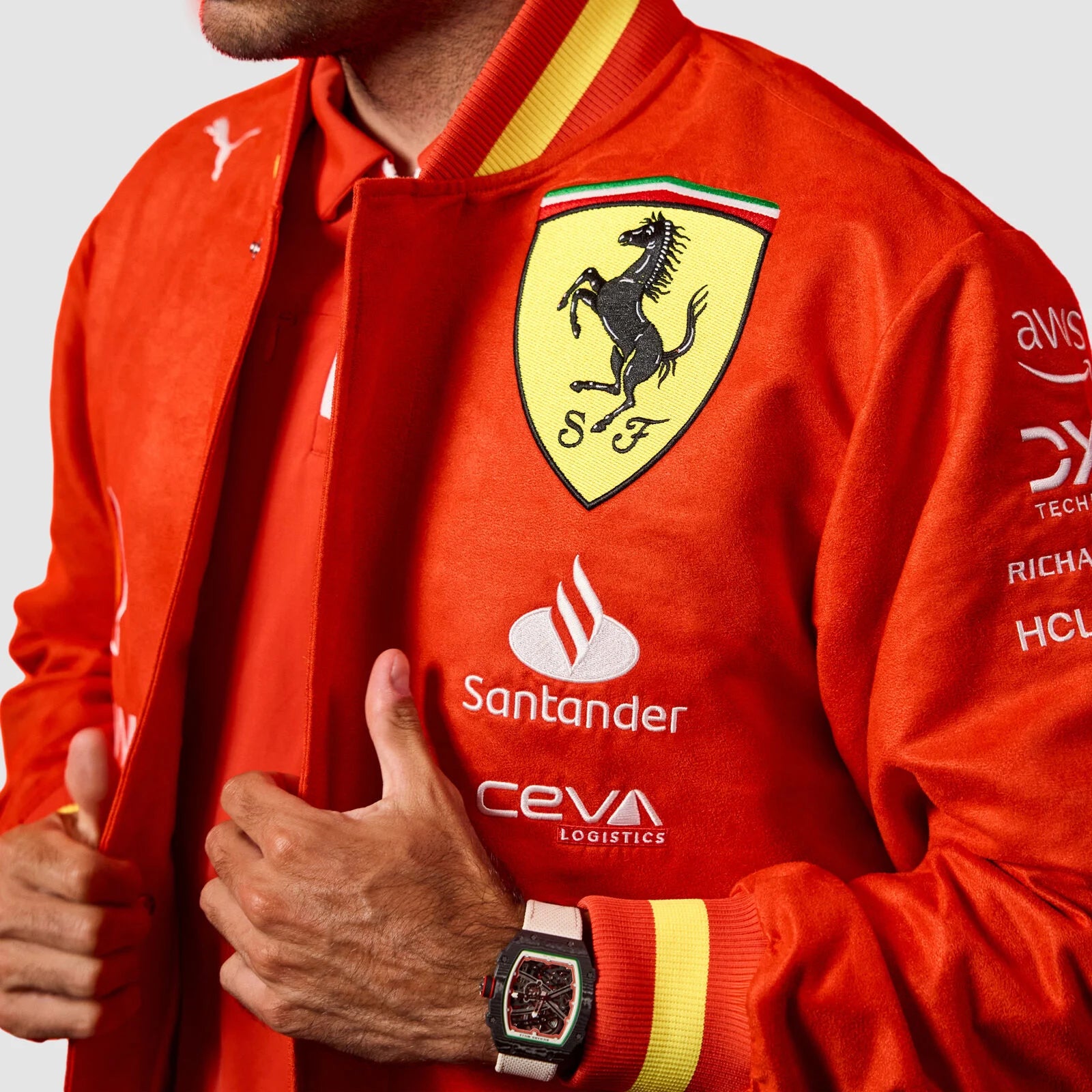 Scuderia Ferrari F1 2024 Team Varsity Jacket Boch Exotics Pro Shop