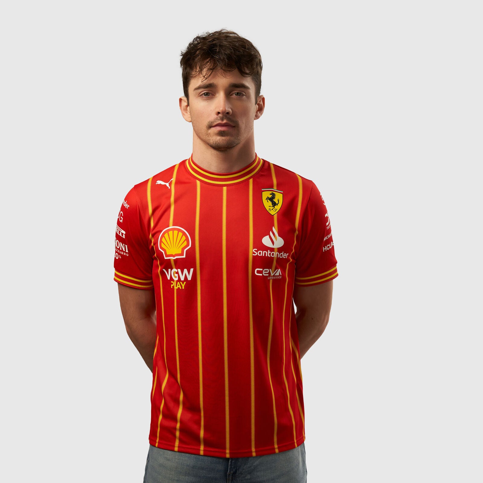 NEW Scuderia Ferrari F1 Team Charles LeClerc Soccer Jersey 2024