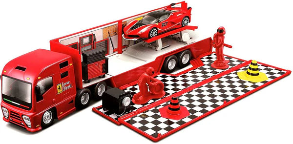 Bburago 1:43 Ferrari Race Hauler and Trailer Set