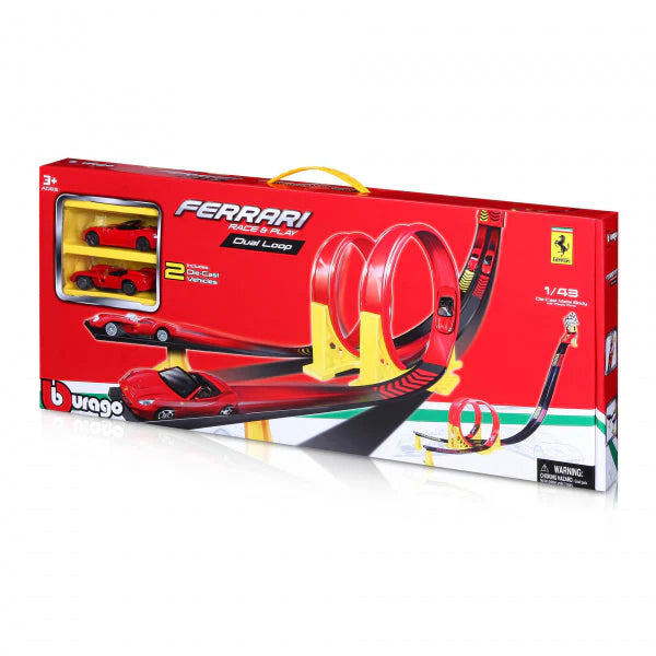 Bburago 1:43 Ferrari Race & Play Dual Loop Set (2 Cars Included)