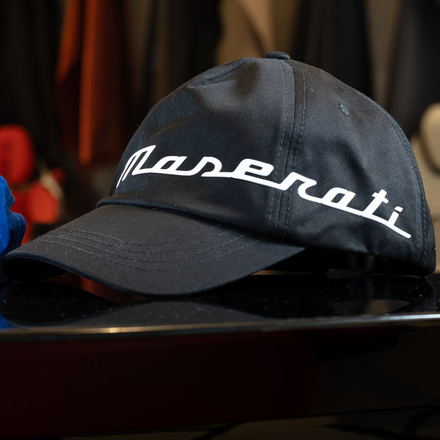 Maserati Trofeo キャップ Maserati Rubber Print Baseball Hat - Black/Blue — Boch Exotics Pro
