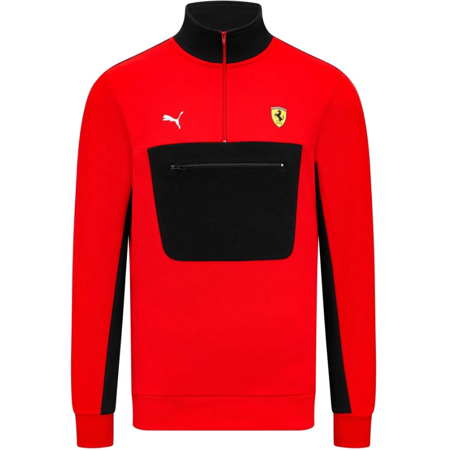 2024 Scuderia Ferrari F1 Men's Puma 1/4 Zip Sweater - Red/Black