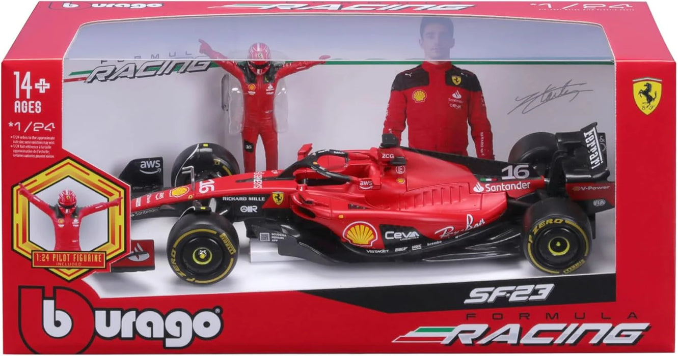 Ferrari Burago 1:24th Ferrari SF23 Charles LeClerc w/Figure