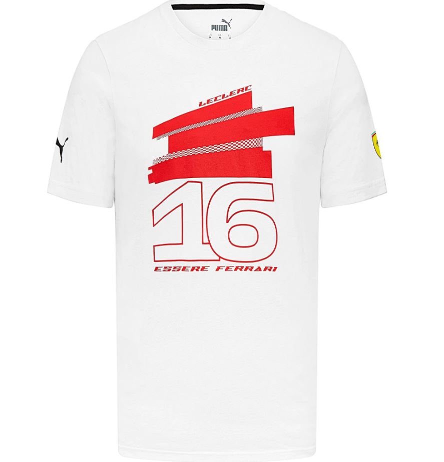 Scuderia Ferrari F1 Puma Men's Charles Leclerc #16 Driver T-Shirt-White/Red