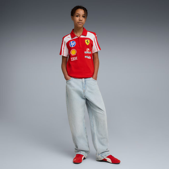 Scuderia Ferrari F1 2026 Kids Team Polo Shirt – Youth – Puma Red