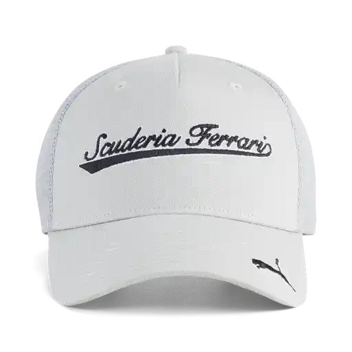 Scuderia Ferrari F1 Puma Race Trucker Hat - Flat Light Gray/Rosso Corsa