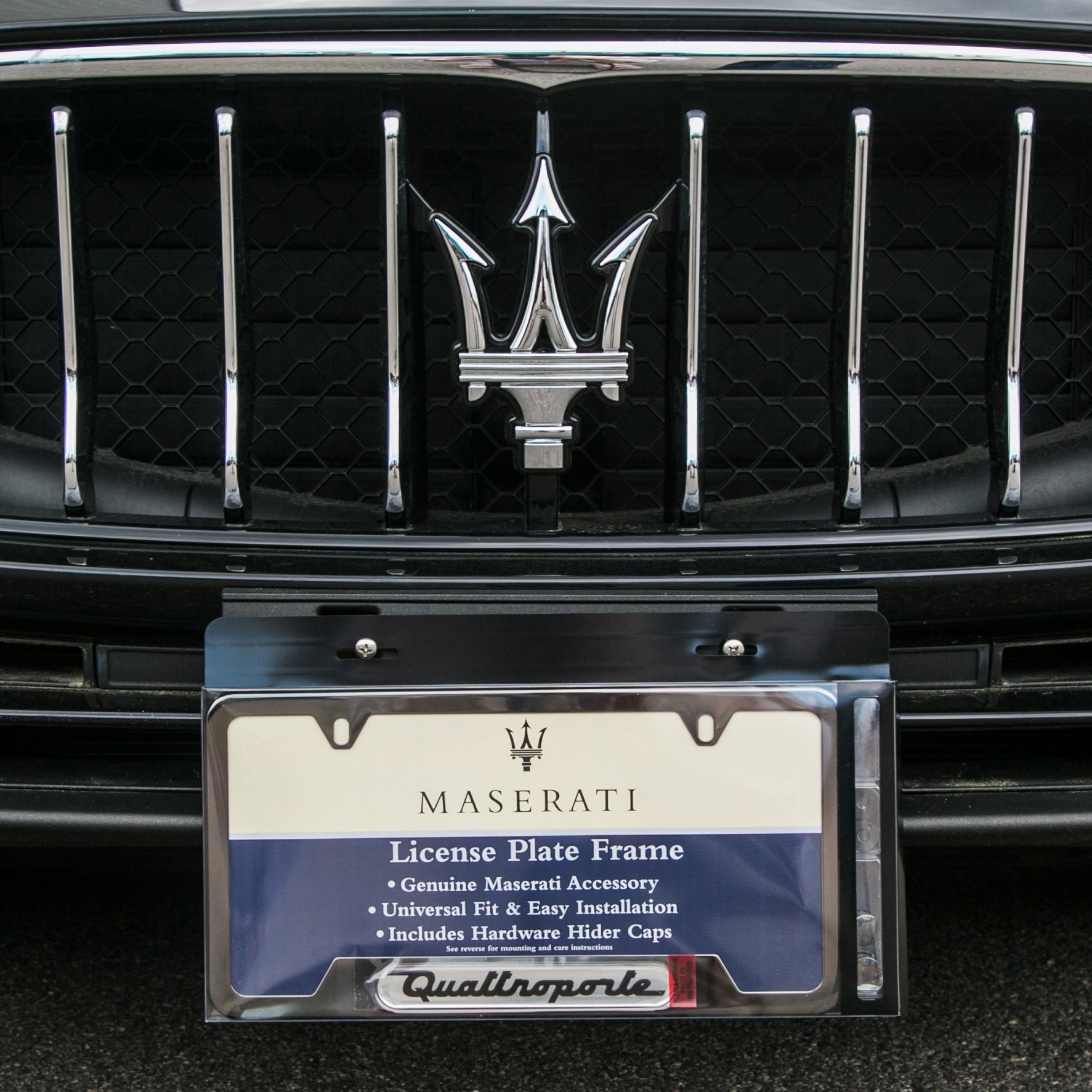 Polished Quattroporte License Plate Frame